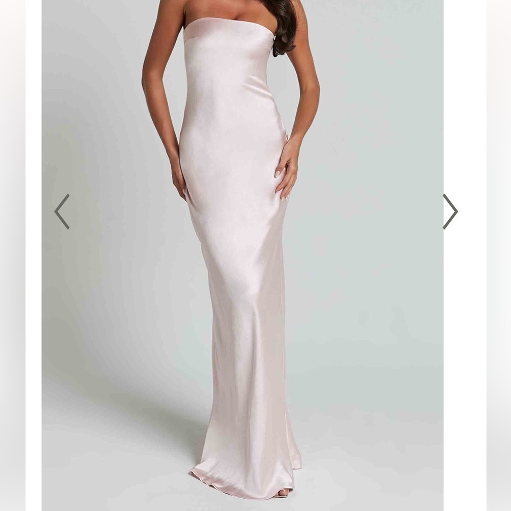 Showpo Charlita Strapless Cowl Back Satin Maxi Dress Women’s Sz 16 NWT